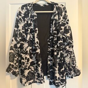 Black and White Floral Blouse